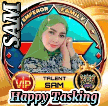 a picture of a woman in a hijab with the name sam on it