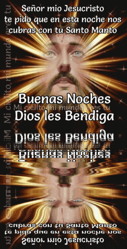 a picture of jesus with the words buenas noches dios les bendiga on it