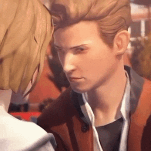 a man and a woman are looking at each other