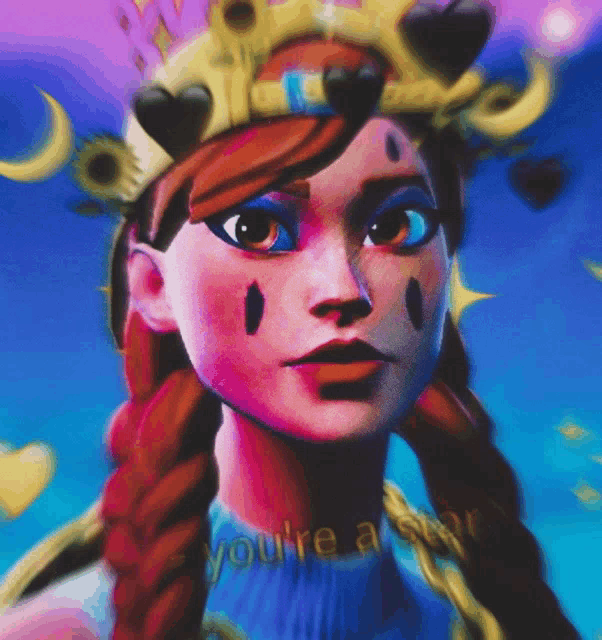 a girl with a crown on her head and the words you 're a star behind her