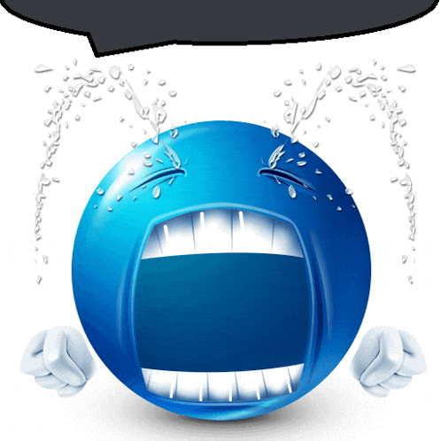 a blue ball with tears coming out of it 's eyes