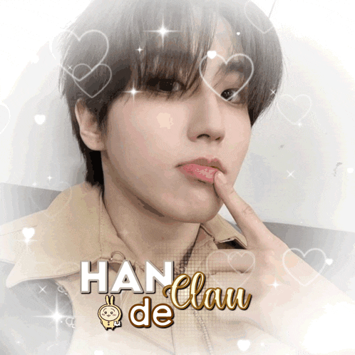 a picture of a young man with the name han clan de on it