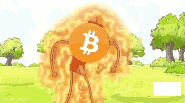 a cartoon of a person with a bitcoin head