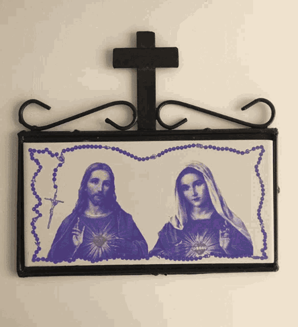 a picture of jesus and mary on a cross