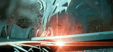 a computer generated image of a person with a red light coming out of their mouth