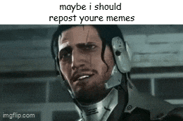 a man wearing a helmet and headphones says maybe i should repost youre memes .