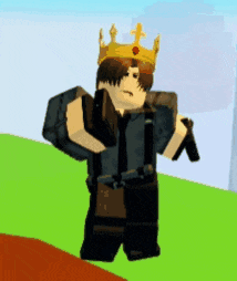 a cartoon character wearing a crown and holding a gun .