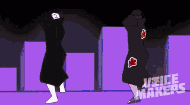 a cartoon of two people dancing with the words voice makers in the corner