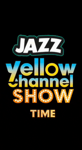 a jazz yellow channel show time advertisement on a black background