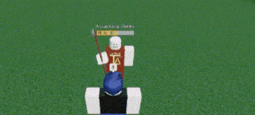 a roblox character is attacking a dummy with a knife