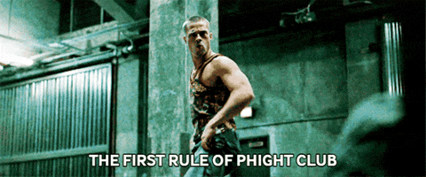 the first rule of phight club is written on a screen