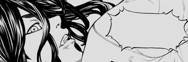 a black and white drawing of a person with long hair .