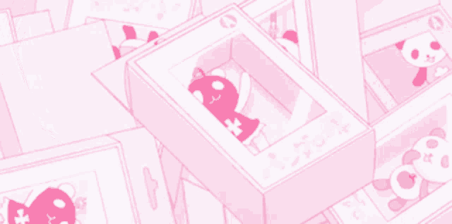 a bunch of pink boxes with one that says ' r ' on it