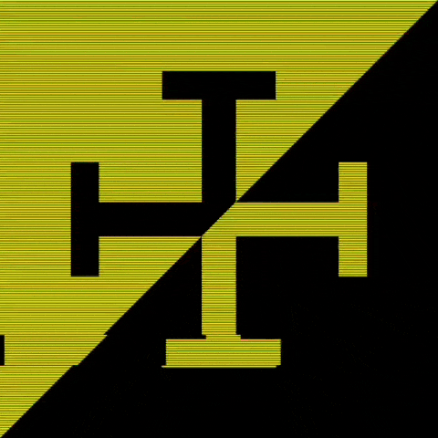 a black and yellow cross on a black and yellow background