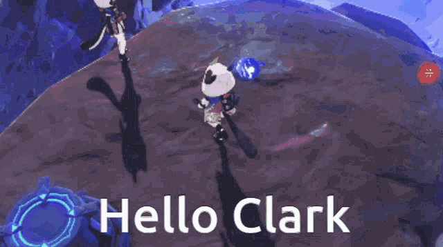 a blue background with the words hello clark in white