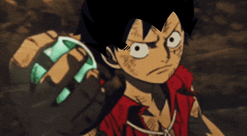 a cartoon character is holding something in his hand
