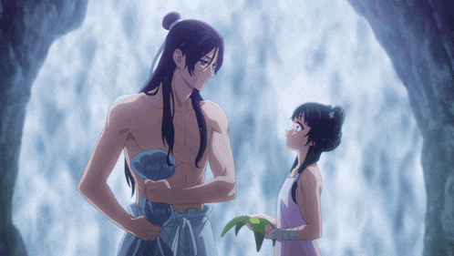a man and a little girl are standing next to each other