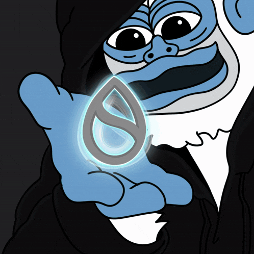 a cartoon character is holding a glowing s on a black background