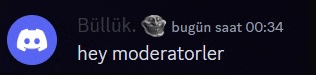 a discord icon with the words hey moderatorler on it