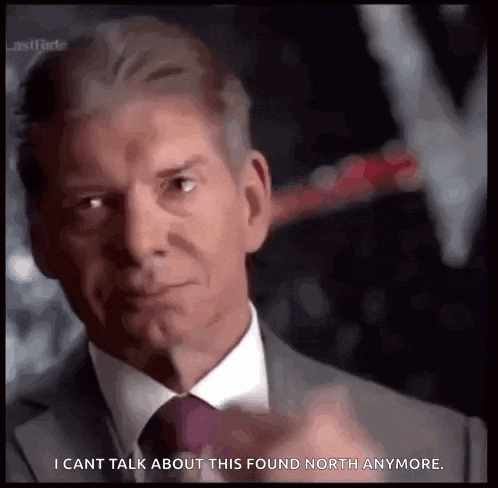 a man in a suit and tie is saying i cant talk about this found north anymore