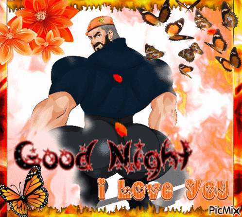 a good night i love you greeting card with a man and butterflies