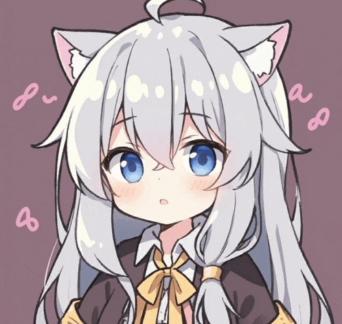 a drawing of a girl with cat ears on her head