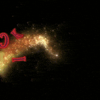 a picture of a galaxy with the letters c and k