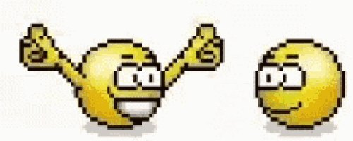 a pixel art illustration of a smiley face with arms and legs .