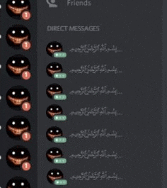 a row of smiley faces on a screen that says direct messages on it