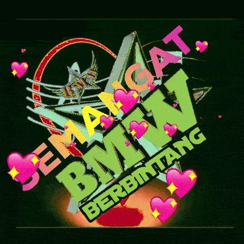 a colorful logo for bmw berbintang with hearts around it
