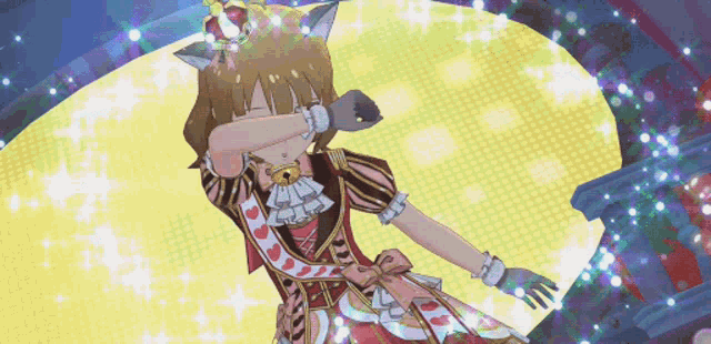 a girl with a crown on her head is wearing a dress with hearts on it