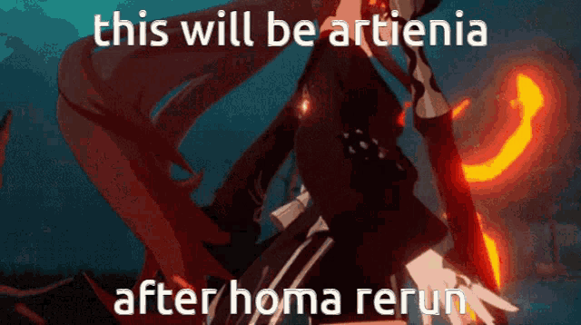 a picture of a person with the words this will be artienia after koma rerun