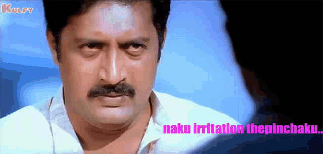a man with a mustache is talking to another man and the words " naku irritation thepinchaku " are visible