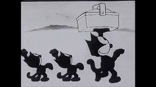 a black and white cartoon of felix the cat