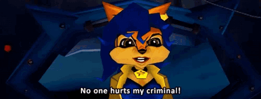 a cartoon character is saying no one hurts my criminal