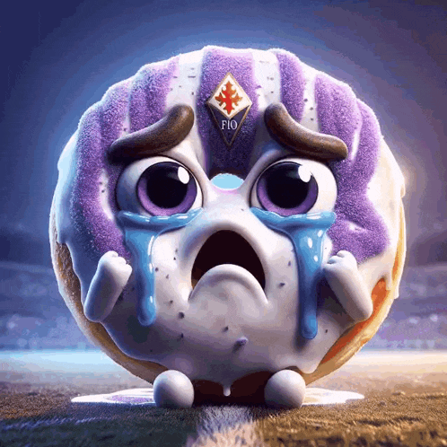 a purple and white donut with a fio logo on it