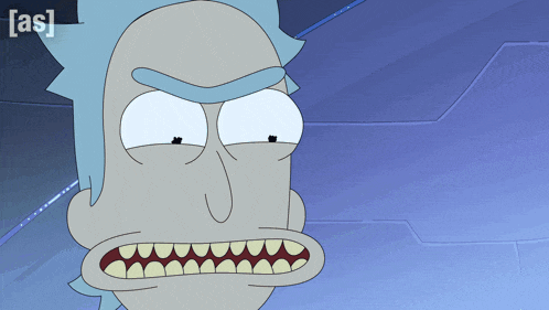 a cartoon of rick from rick and morty with the words [ as ] above him
