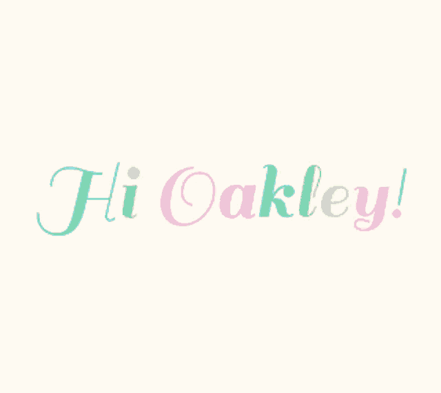 the word hi oakley is written in a rainbow of colors