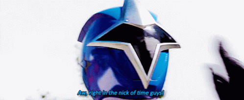 Power Rangers Blue Ranger GIF - Power Rangers Blue Ranger Aw Right In The Nick Of Time Guys GIFs