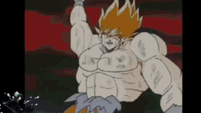 a cartoon of a very muscular man with a very large chest .