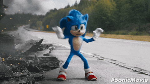 a picture of sonic the hedgehog from the sonic movie dancing