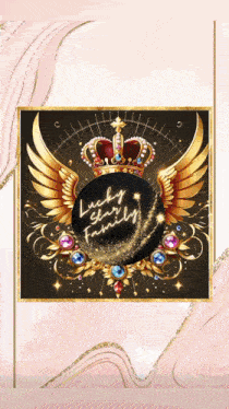 a logo for lucky star family with a crown and wings