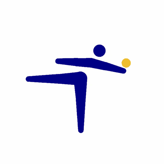 a blue silhouette of a person kicking a ball .