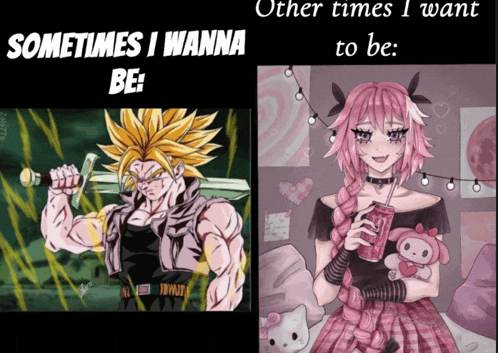 a cartoon of a man with a sword and a girl with pink hair