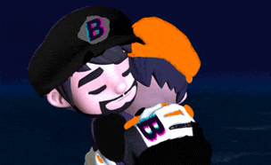 a cartoon character with the letter b on their hat
