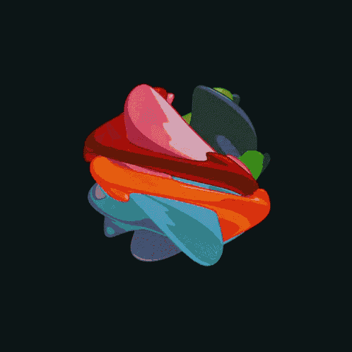 a colorful sphere on a dark background that looks like a painting