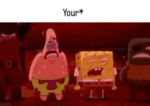 patrick star and spongebob squarepants are standing next to each other in a room .