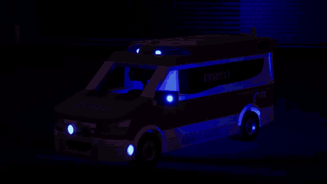 a red and white ambulance with the numbers eys0211 on the side