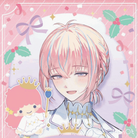 a girl with pink hair is surrounded by confetti