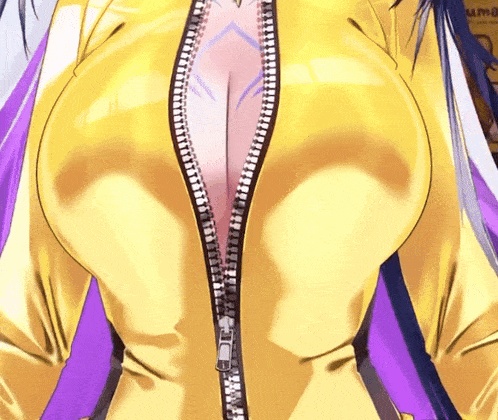a woman 's breasts are shown with a zipper open